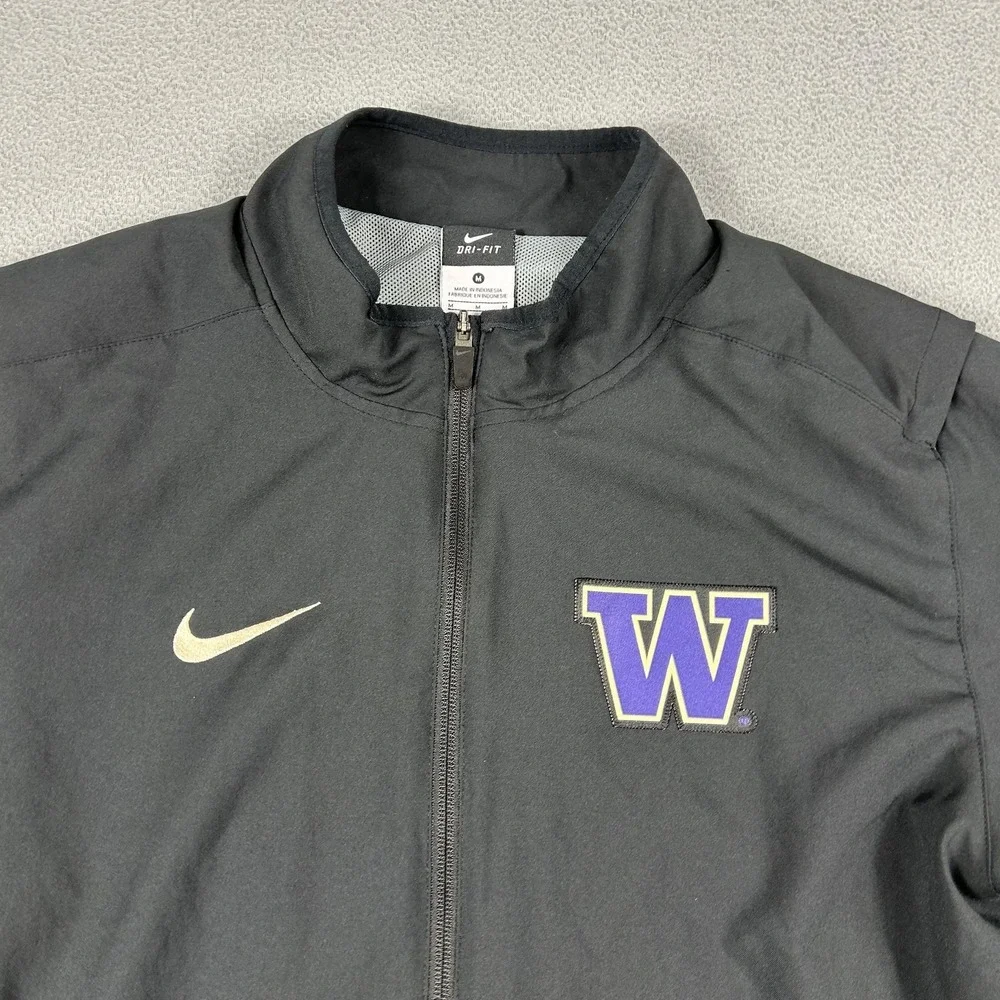 Washington Huskies Jacket Mens Medium Black‎ NCAA Football Nike Dri Fit